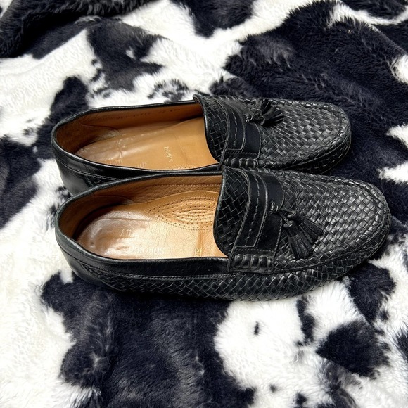Allen Edmonds Black Woven Leather Tassel Oxford Loafers Mens 8.5D main image 4